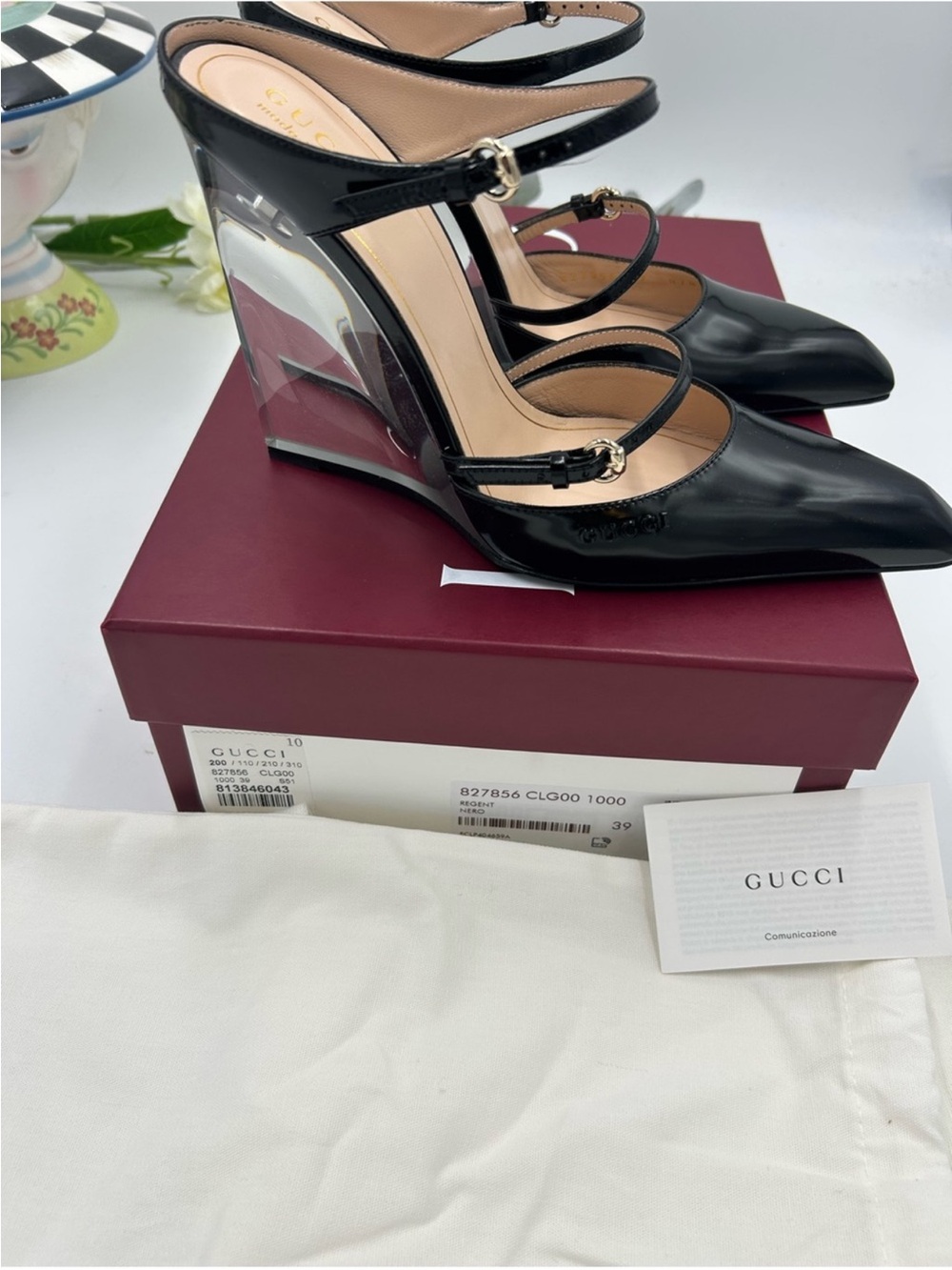 Women’s Gucci CHRISTI patent leather wedge mule size 39 made in Italy - Picture 4 of 13